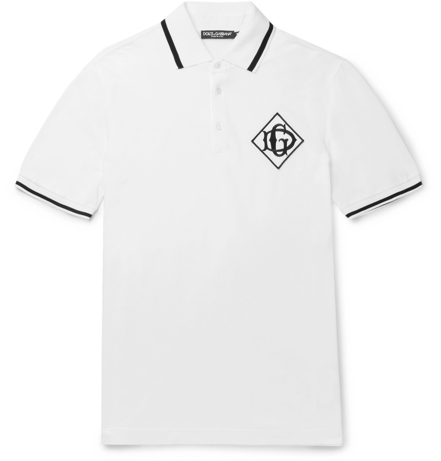 Dolce & Gabbana - Logo-Appliquéd Cotton-Piqué Polo Shirt - White Dolce &  Gabbana