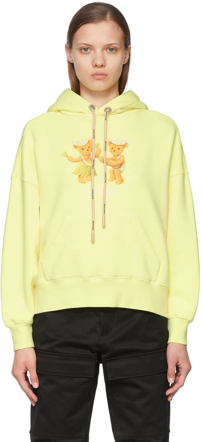 Palm Angels Yellow Cotton Hoodie Palm Angels