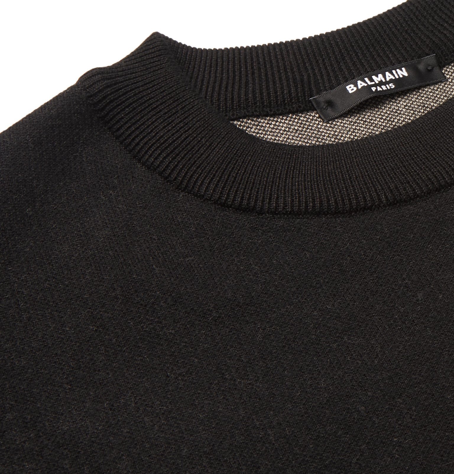 Balmain - Logo-Jacquard Cotton Sweater - Black Balmain