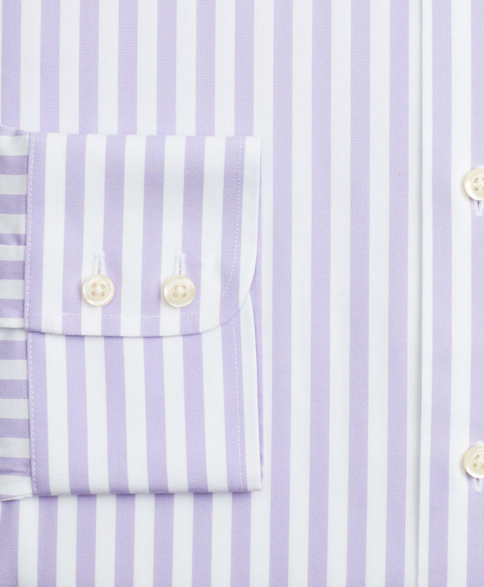 Brooks Brothers Men's Madison Relaxed-Fit Dress Shirt, Non-Iron Stripe | Purple