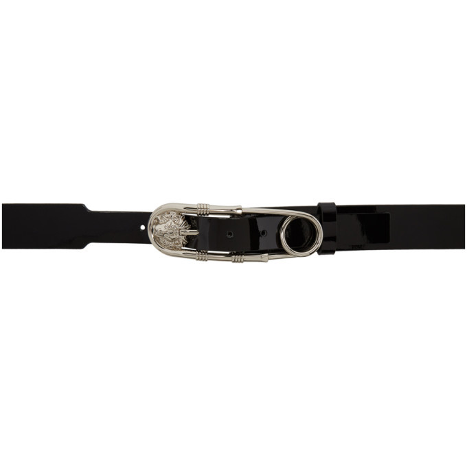 Versus Black Patent Oversized Safety Pin Belt Versus