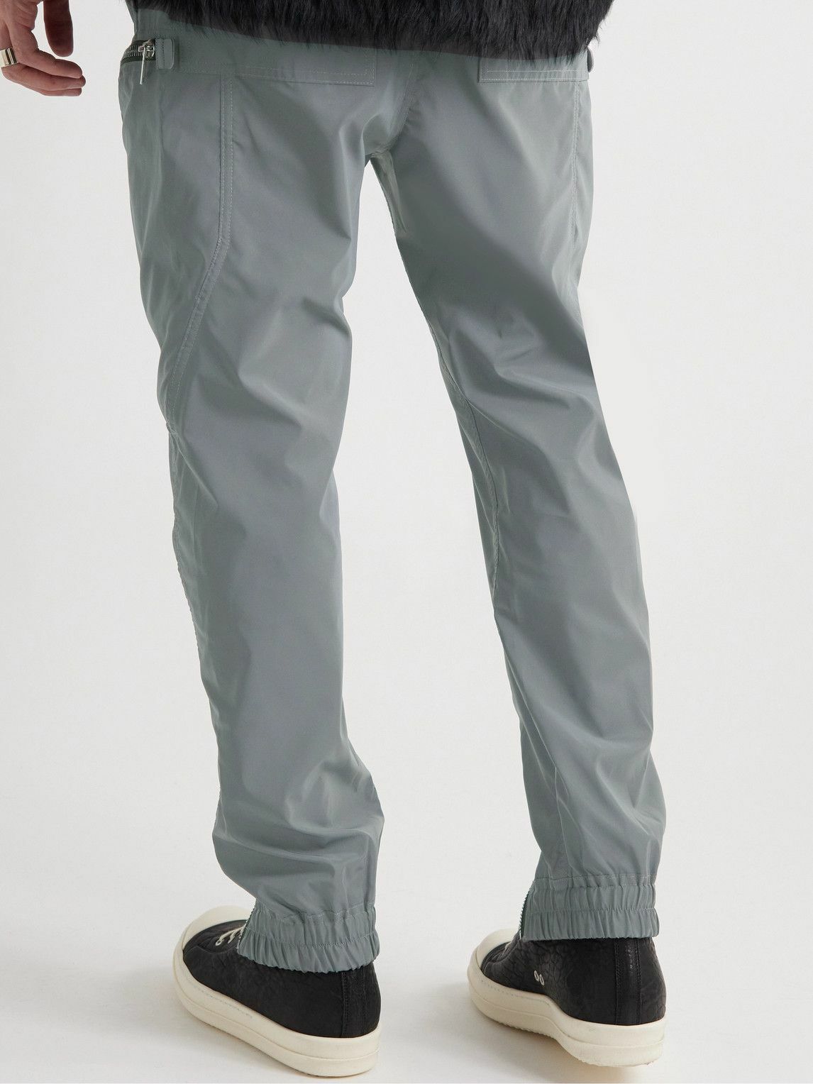 Rick Owens - Bauhaus Tapered Zip-Detailed Reflective Shell Drawstring Cargo Trousers - Gray
