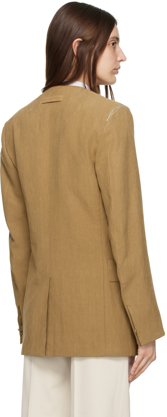 ZEGNA Tan Raw Edge Blazer Zegna