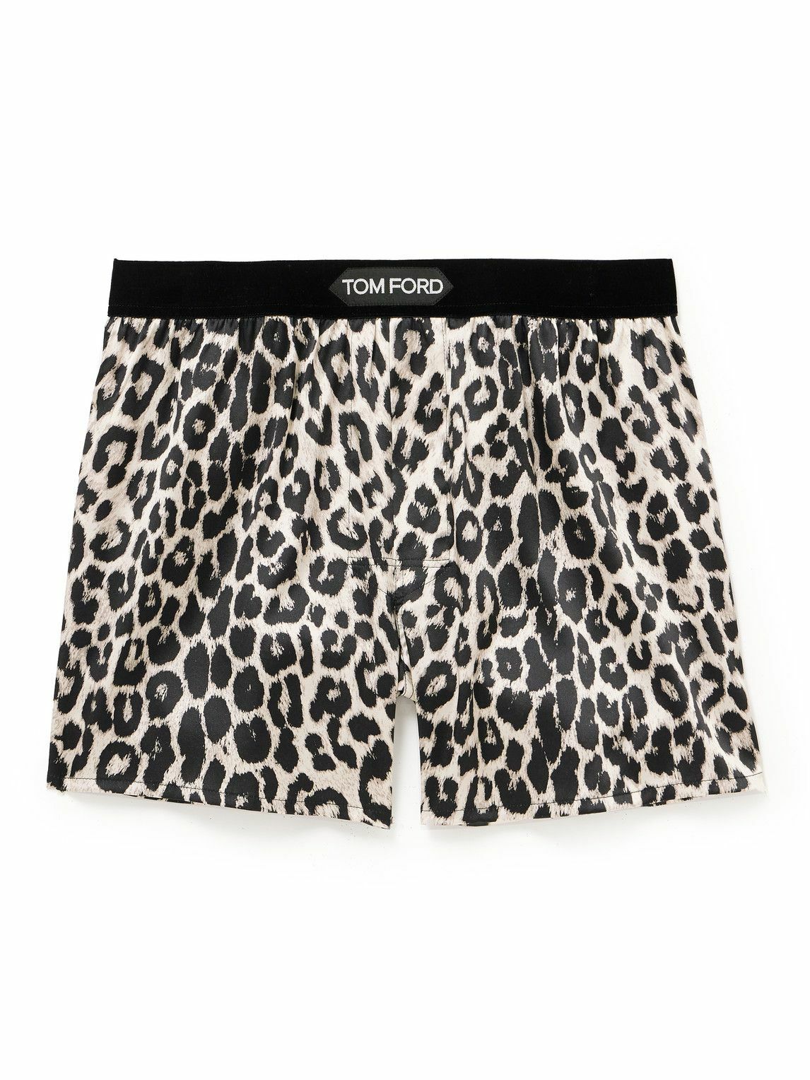 TOM FORD - Leopard-Print Stretch-Silk Satin Boxers - Animal print TOM FORD