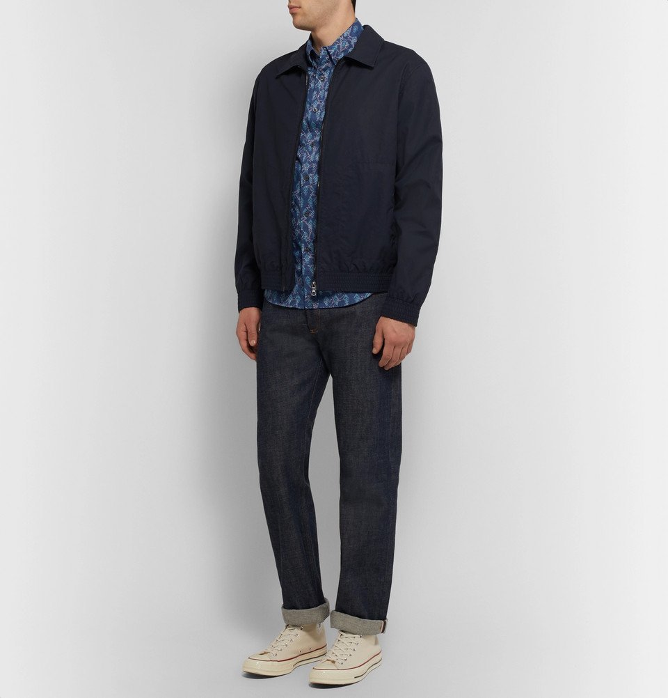 Club Monaco - Slim-Fit Button-Down Collar Printed Cotton Shirt - Blue ...