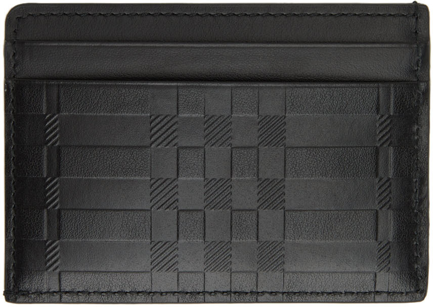 Photo: Burberry Black Leather Embossed Check Card Holder