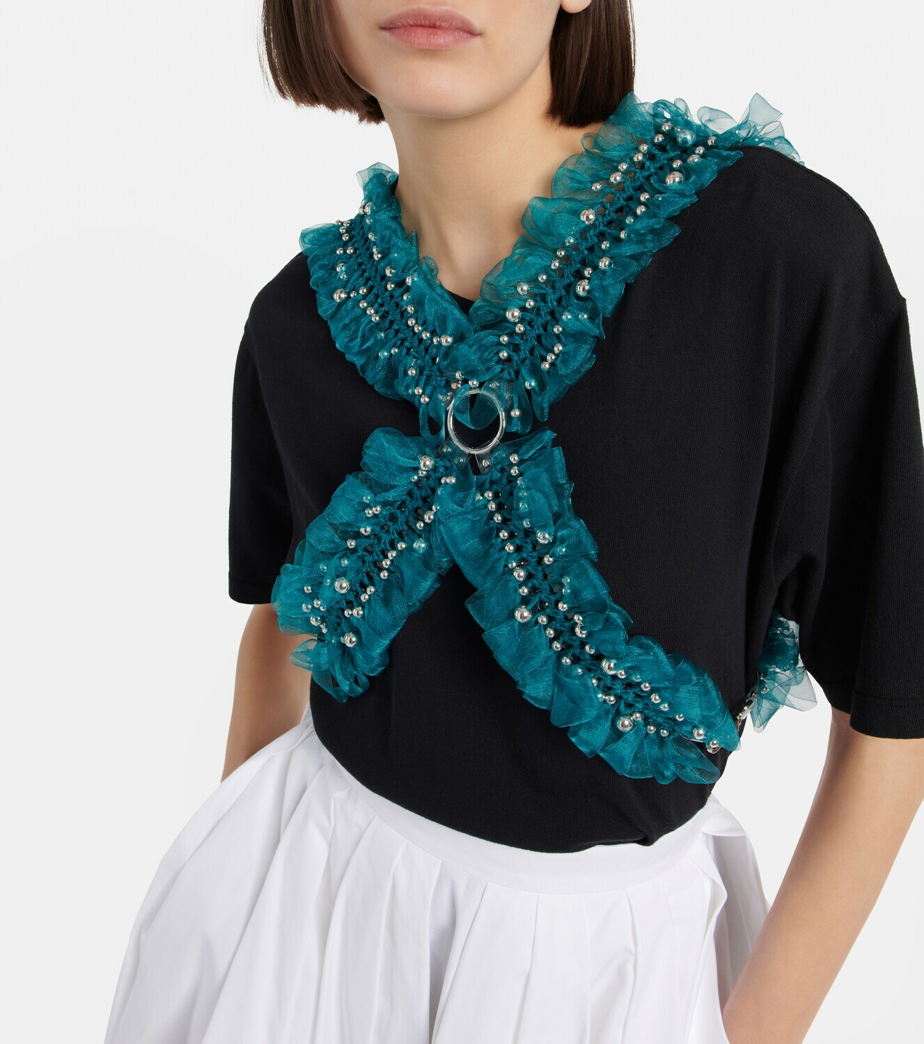 Noir Kei Ninomiya - Embellished harness-detail top Noir Kei Ninomiya