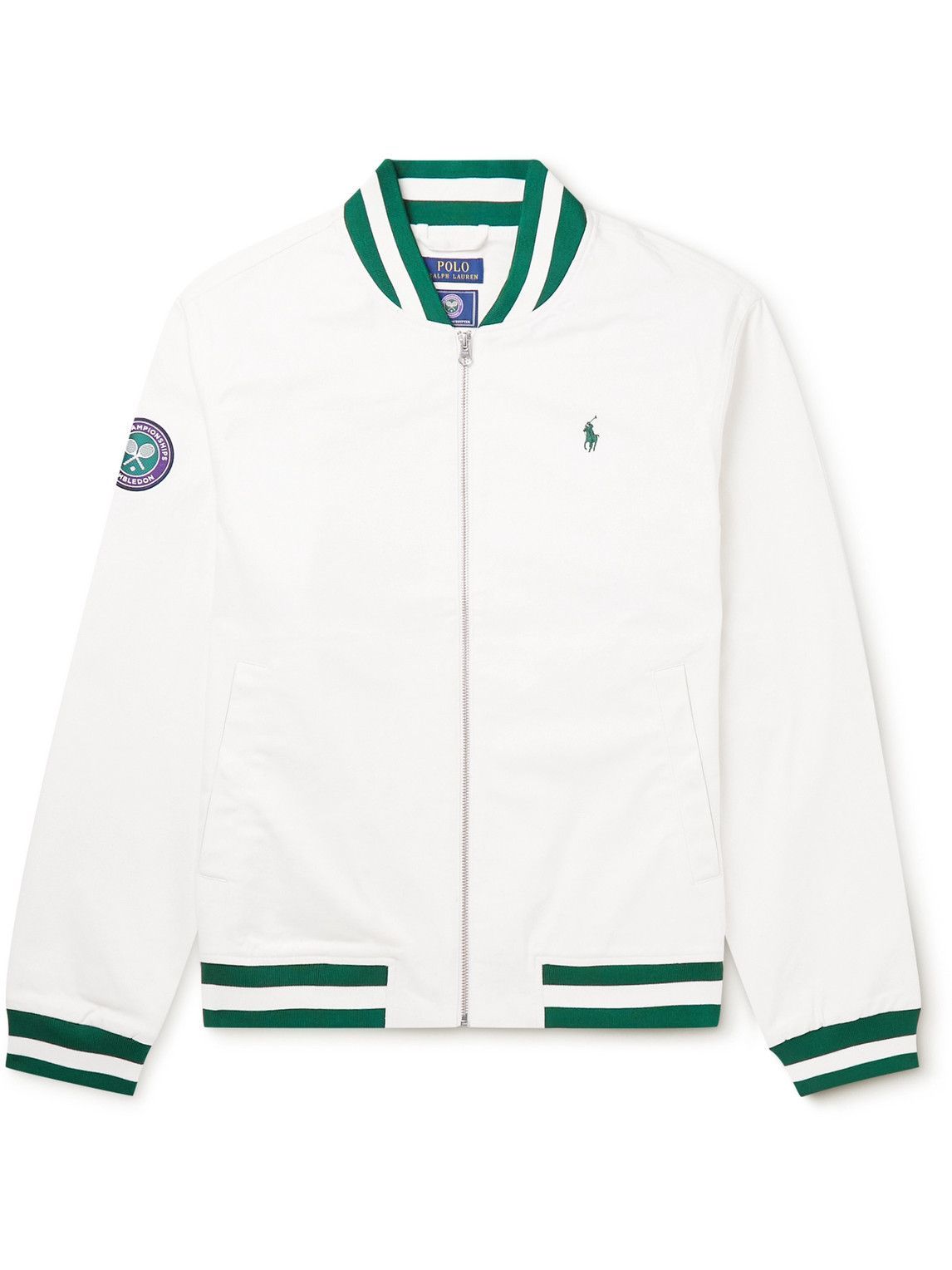 Photo: Polo Ralph Lauren - Wimbledon Logo-Embroidered Stretch-Cotton Twill Bomber Jacket - White