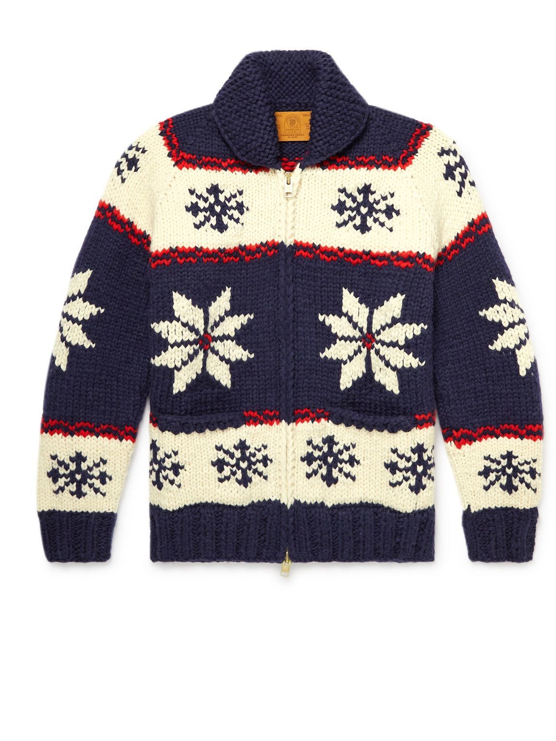 Canadian Sweater Company - Slim-Fit Shawl-Collar Intarsia Wool Zip-Up ...
