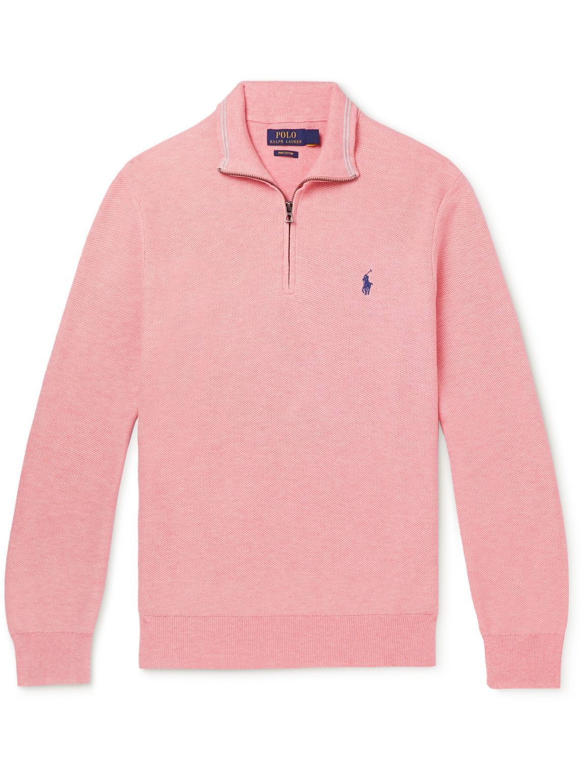 Photo: Polo Ralph Lauren - Logo-Embroidered Cotton Half-Zip Sweater - Pink
