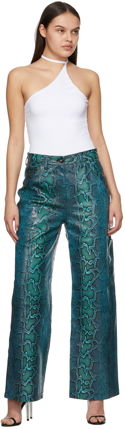J6 Blue & Green Python Carpenter Leather Pants