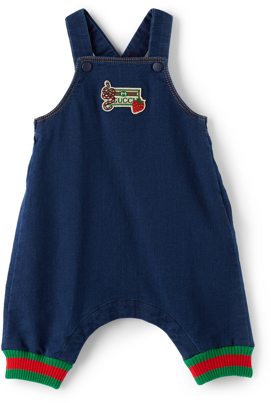 Gucci Baby Navy Denim Logo Overalls Gucci