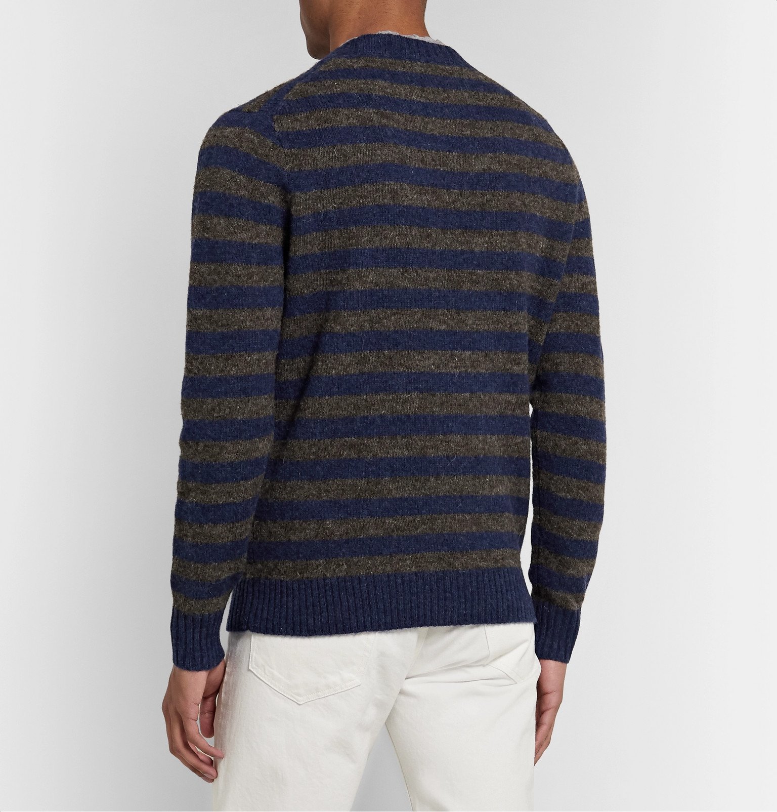 J.Crew - Wallace & Barnes Striped Wool Sweater - Blue J.Crew