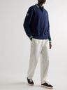 Polo Ralph Lauren - Wimbledon Logo-Embroidered Cotton-Blend Jersey Half-Zip Sweatshirt - Blue