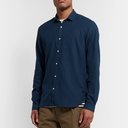 Oliver Spencer - Micro-Checked Organic Cotton-Flannel Shirt - Navy