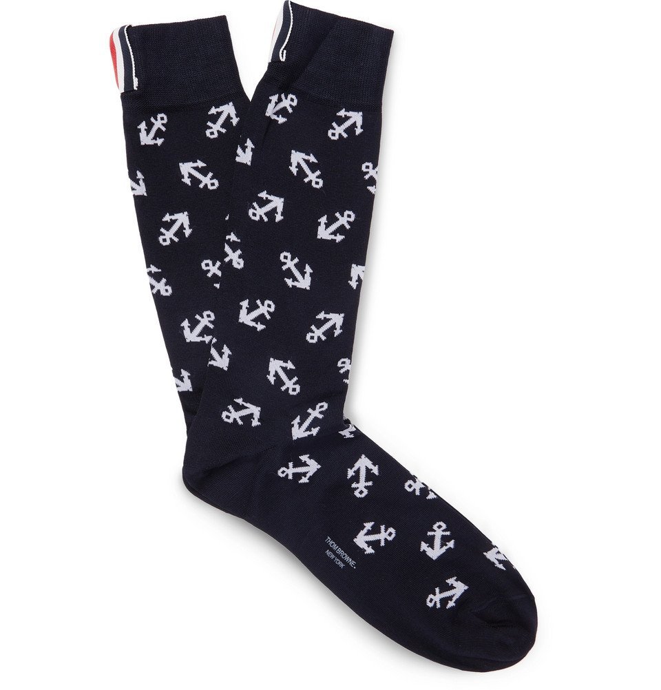 Thom Browne CottonJacquard Socks Men Midnight blue Thom Browne