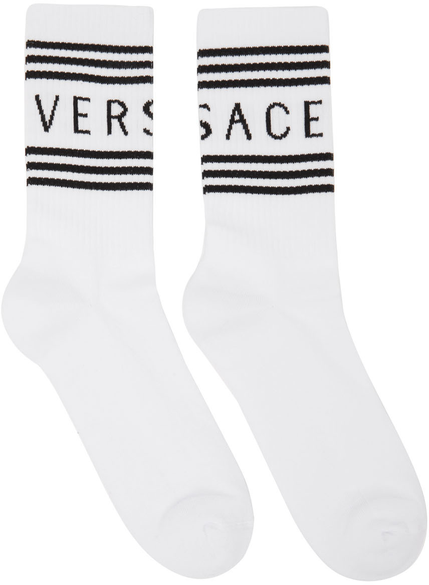 Versace White Vintage Logo Socks Versace