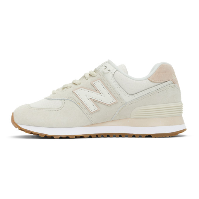 New Balance Off-White and Pink 574 Sneakers