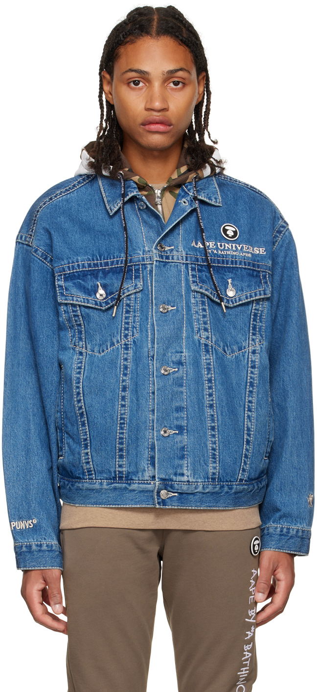 AAPE by A Bathing Ape Blue Oversized Denim Jacket AAPE by A Bathing Ape