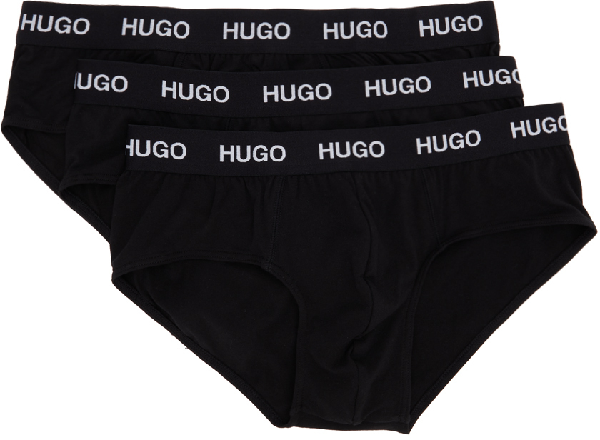 Hugo Three-Pack Black Jersey Briefs Hugo Boss
