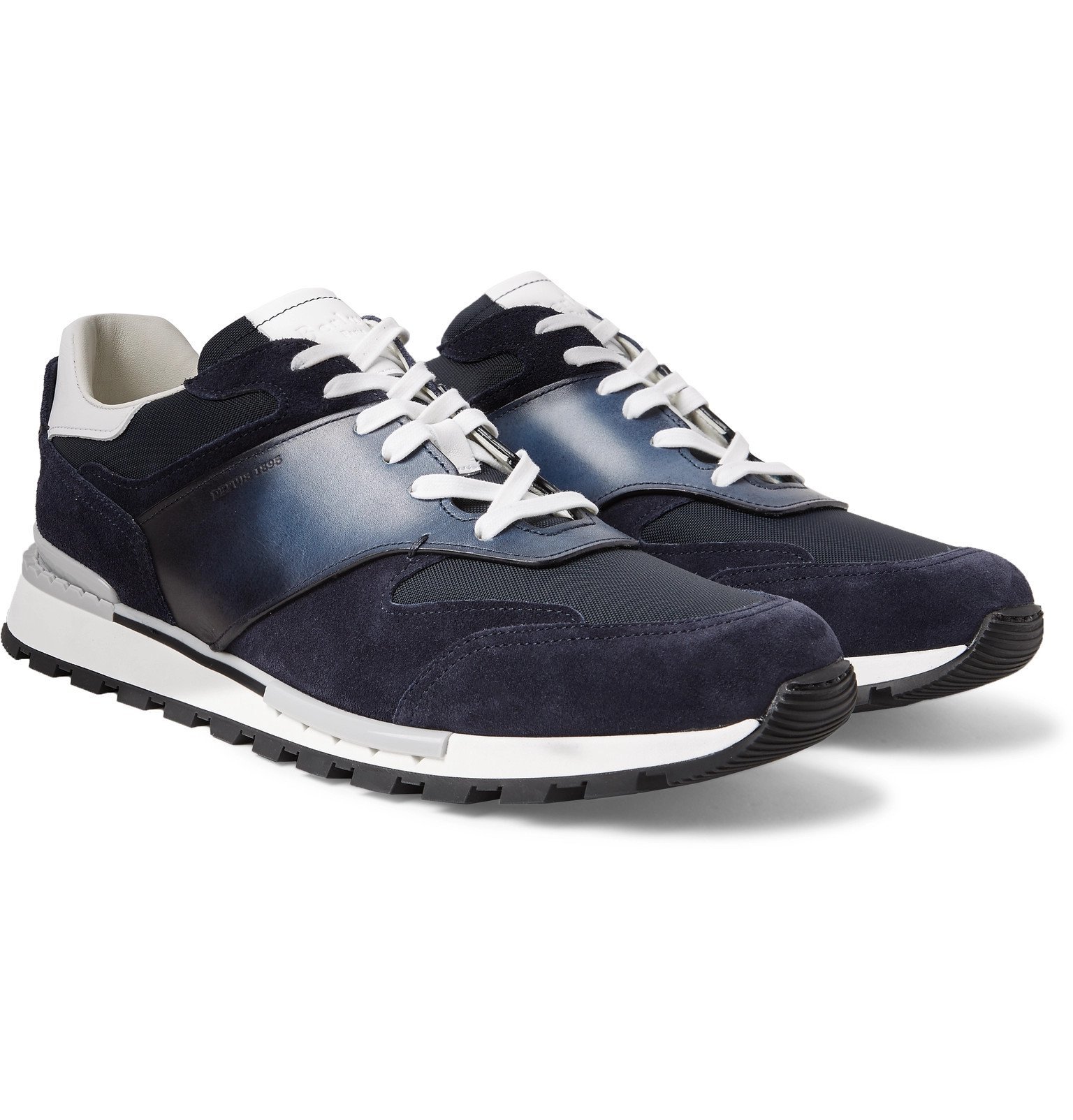 Berluti - Run Track Torino Leather, Suede and Nylon Sneakers - Blue Berluti