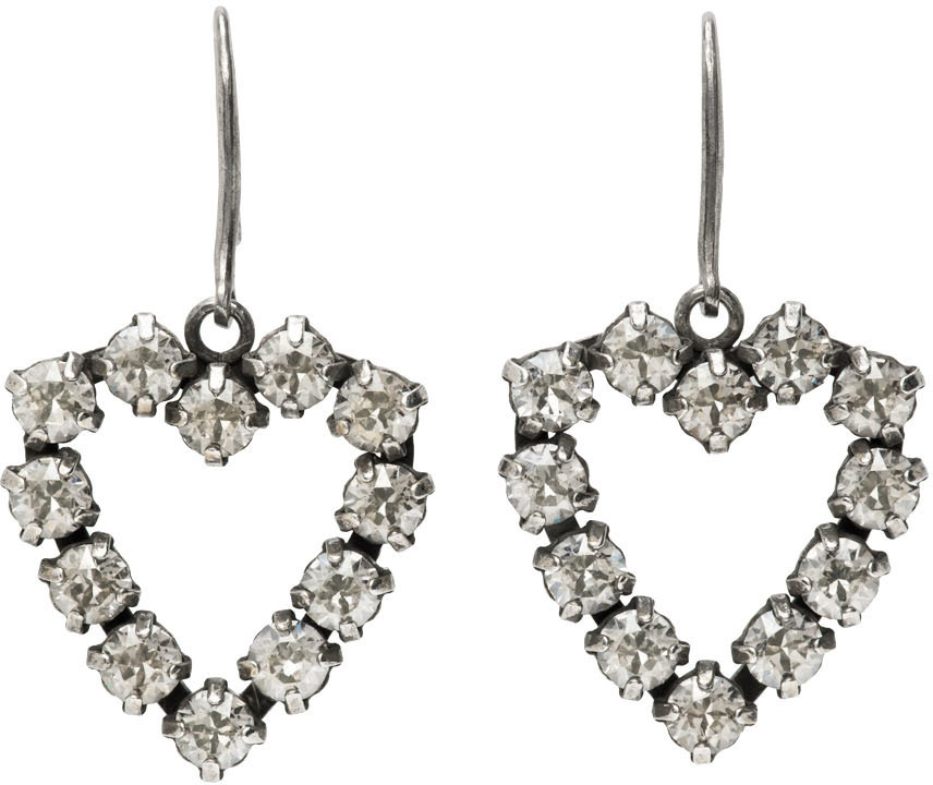 Saint Laurent Silver Open Heart Earrings Saint Laurent