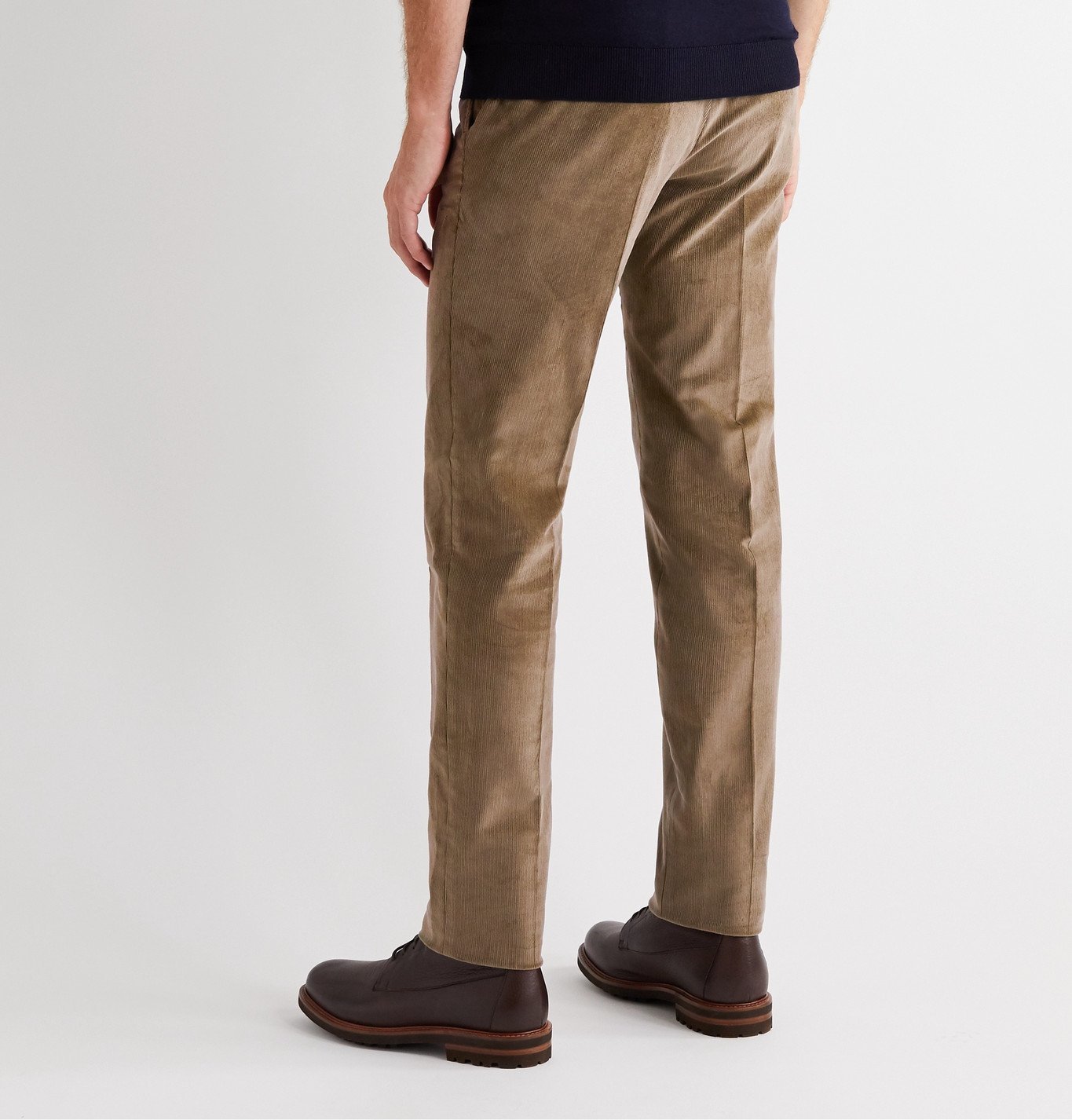 Caruso - Slim-Fit Cotton-Blend Corduroy Trousers - Brown Caruso