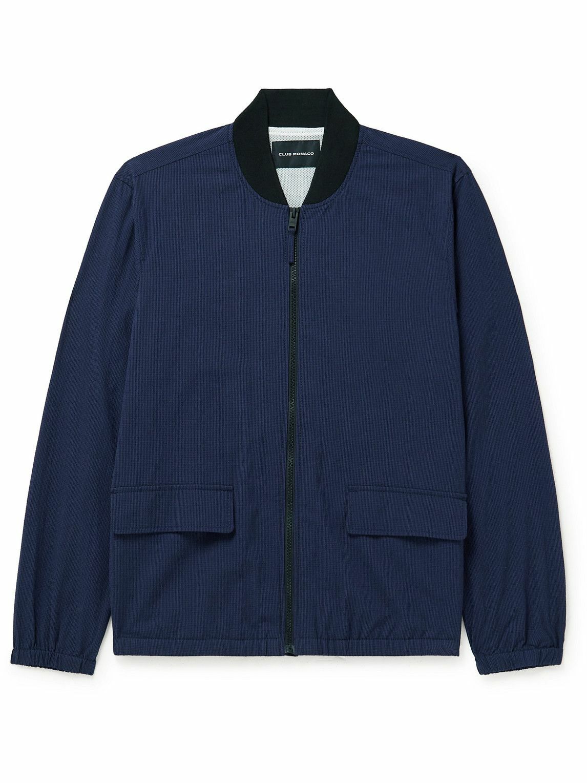 Club Monaco - Cotton-Blend Seersucker Bomber Jacket - Blue Club Monaco