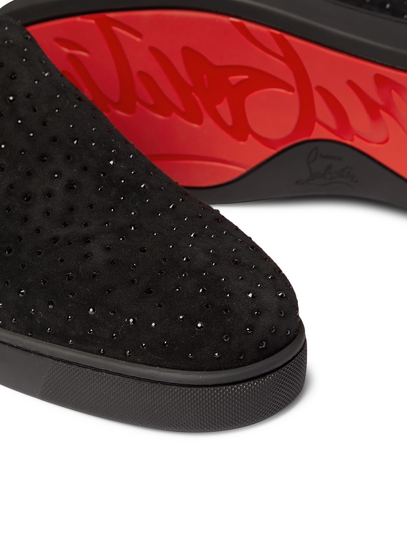 CHRISTIAN LOUBOUTIN - Boat Man Studded Velvet Slip-On Sneakers - Black - EU  41 Christian Louboutin