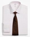 Brooks Brothers Men's Stretch Madison Relaxed-Fit Dress Shirt, Non-Iron Twill Ainsley Collar Grid Check | Pink