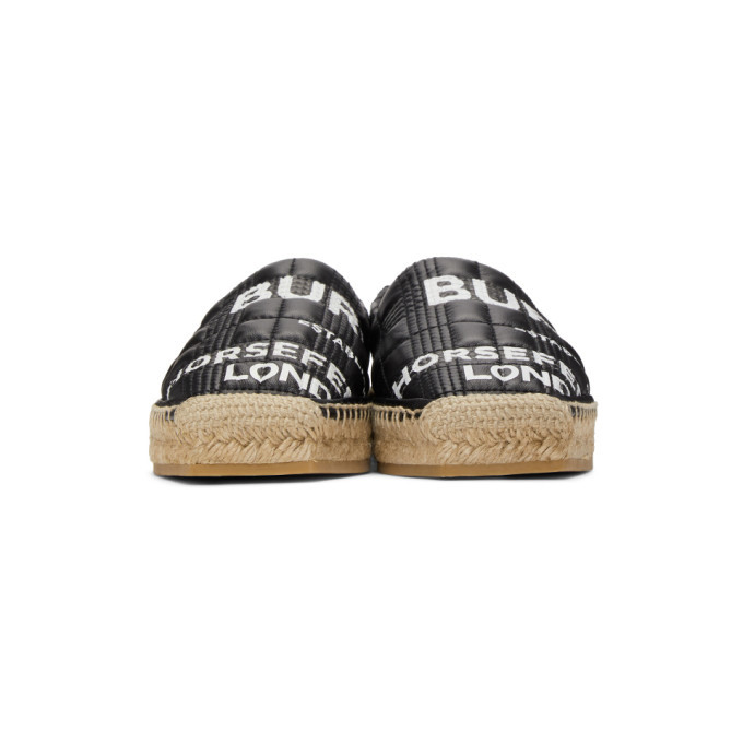 Burberry Black Leather Horseferry Espadrilles Burberry