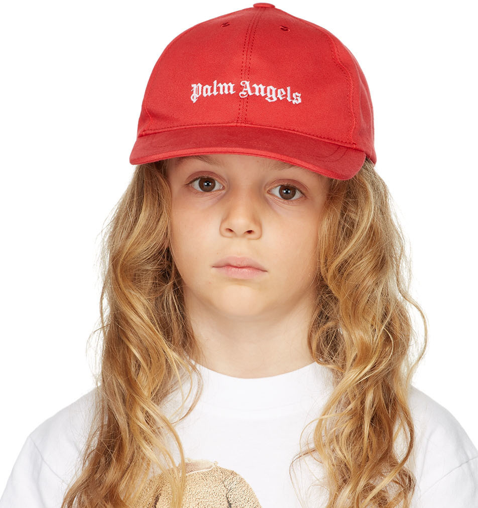 Palm Angels Kids Red Logo Cap Palm Angels