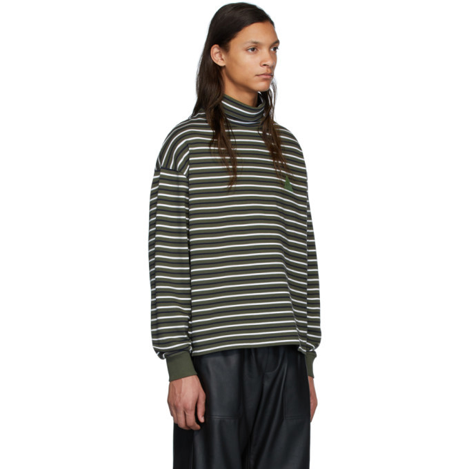 GR-Uniforma Green and White Striped Roll Turtleneck GR-Uniforma