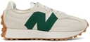 New Balance White & Green 327 V1 Low Sneakers