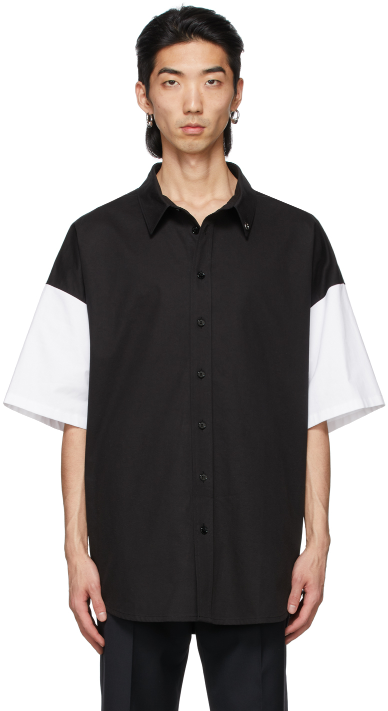 We11done Black 'W11D' Embroidered Short Sleeve Shirt We11done