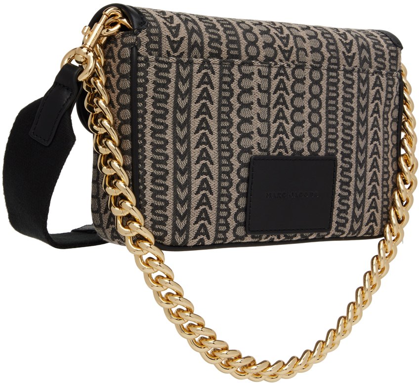 Marc Jacobs Beige & Black 'The Monogram J Marc' Shoulder Bag Marc Jacobs