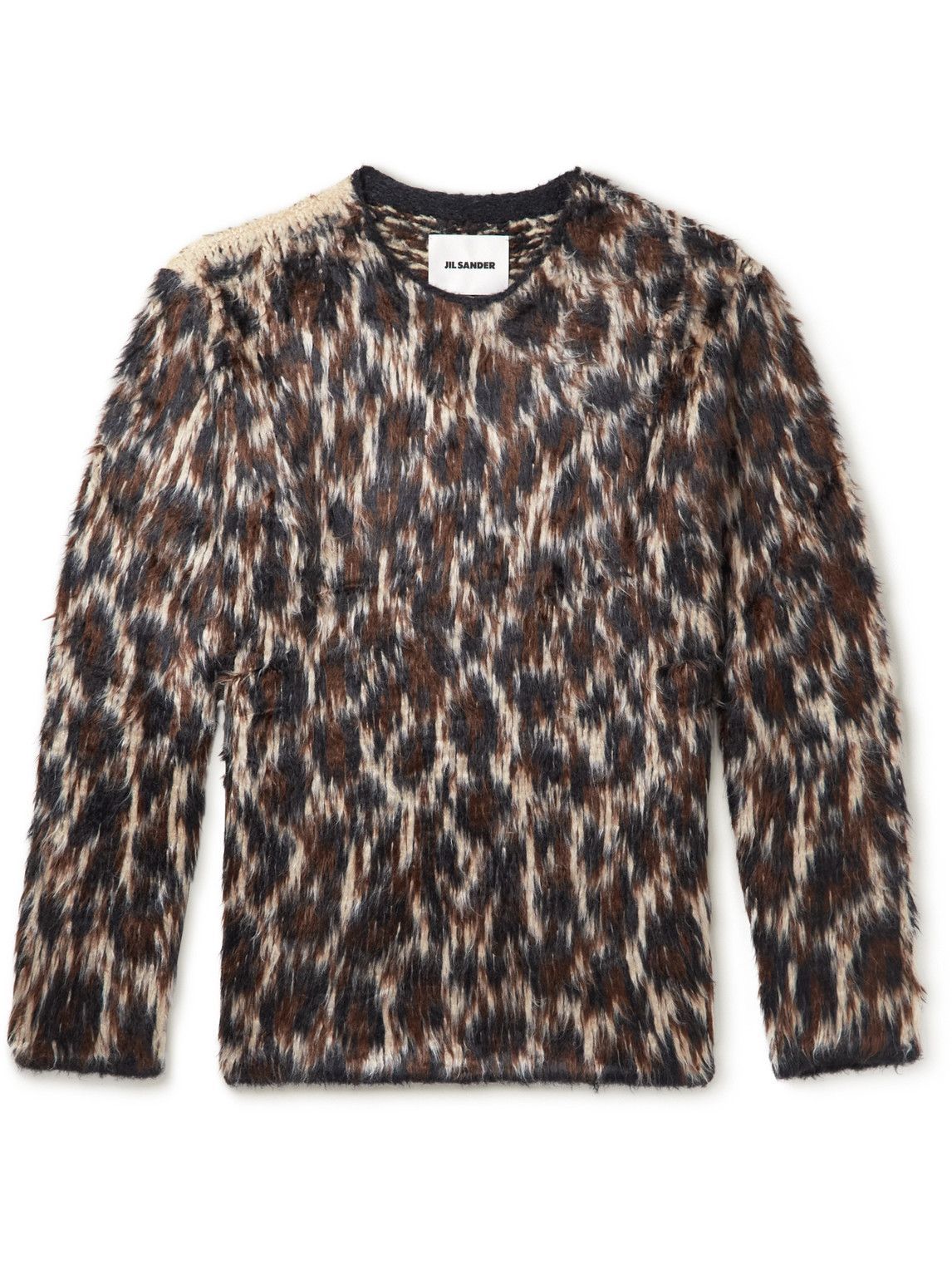 Jil Sander Intarsia BrushedSilk Sweater Brown Jil Sander