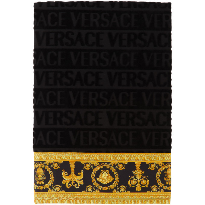 Versace Black Logo Bath Mat Versace
