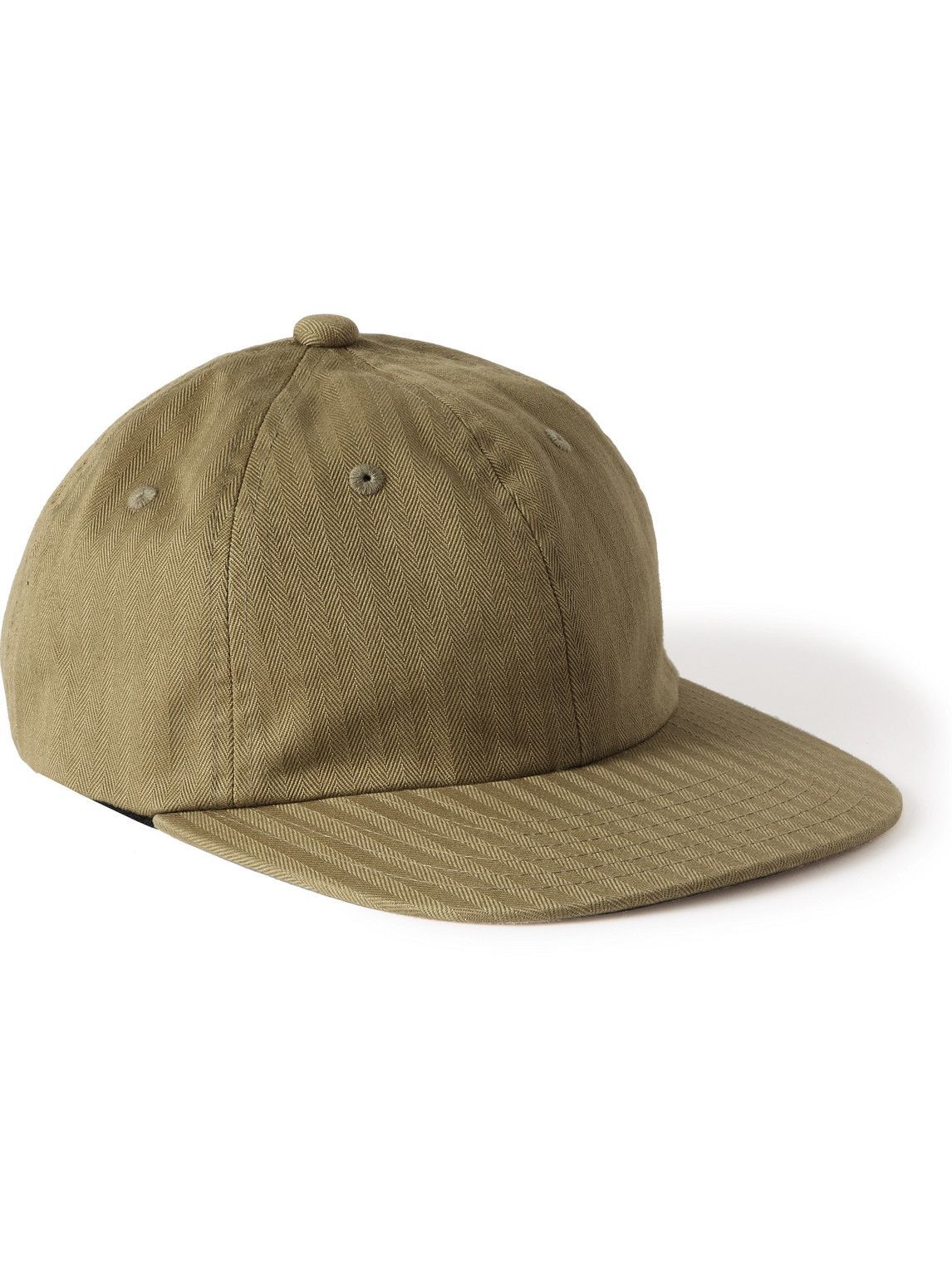 Beams Plus - Logo-Embroidered Leather-Trimmed Herringbone Cotton Cap ...