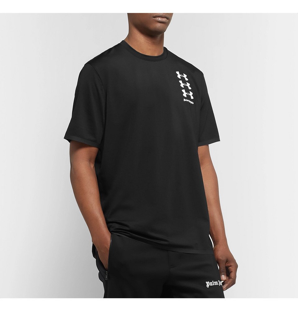 Palm Angels Under Armour Perforated Logo-Print Celliant T-Shirt - Black Palm Angels