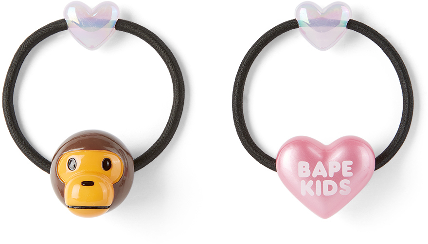Photo: BAPE Kids Pink & Brown Milo Baby Hair Tie Set