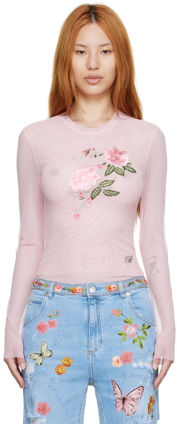 Blumarine Pink Nylon T-Shirt