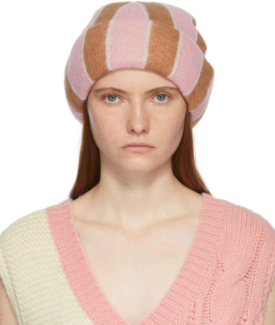 Stine Goya Wool Cleo Hat Womens Hats Stine Goya Hats Stripes in Pink 