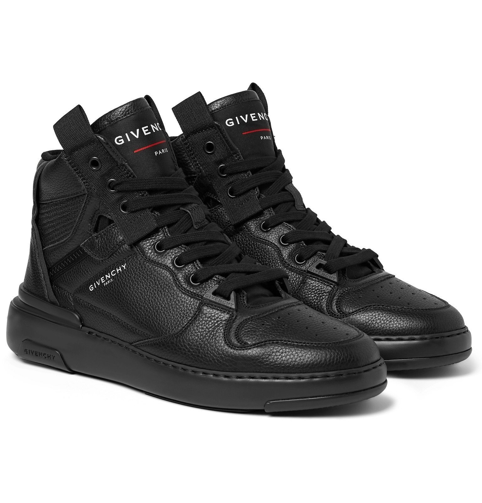 Givenchy - Wing Grosgrain-Trimmed Full-Grain Leather High-Top Sneakers -  Black Givenchy