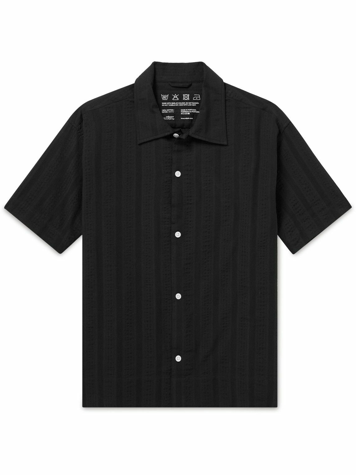 mfpen - Holiday Striped Cotton-Seersucker Shirt - Black mfpen