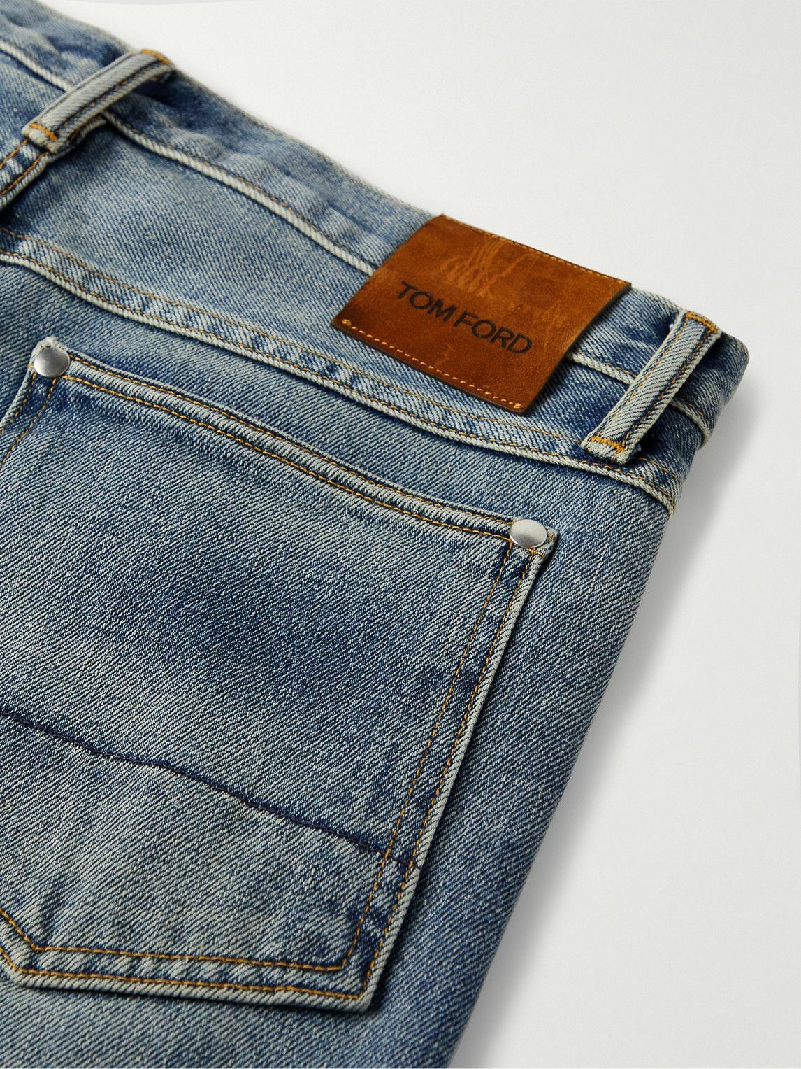 TOM FORD - Slim-Fit Garment-Washed Selvedge Jeans - Blue TOM FORD