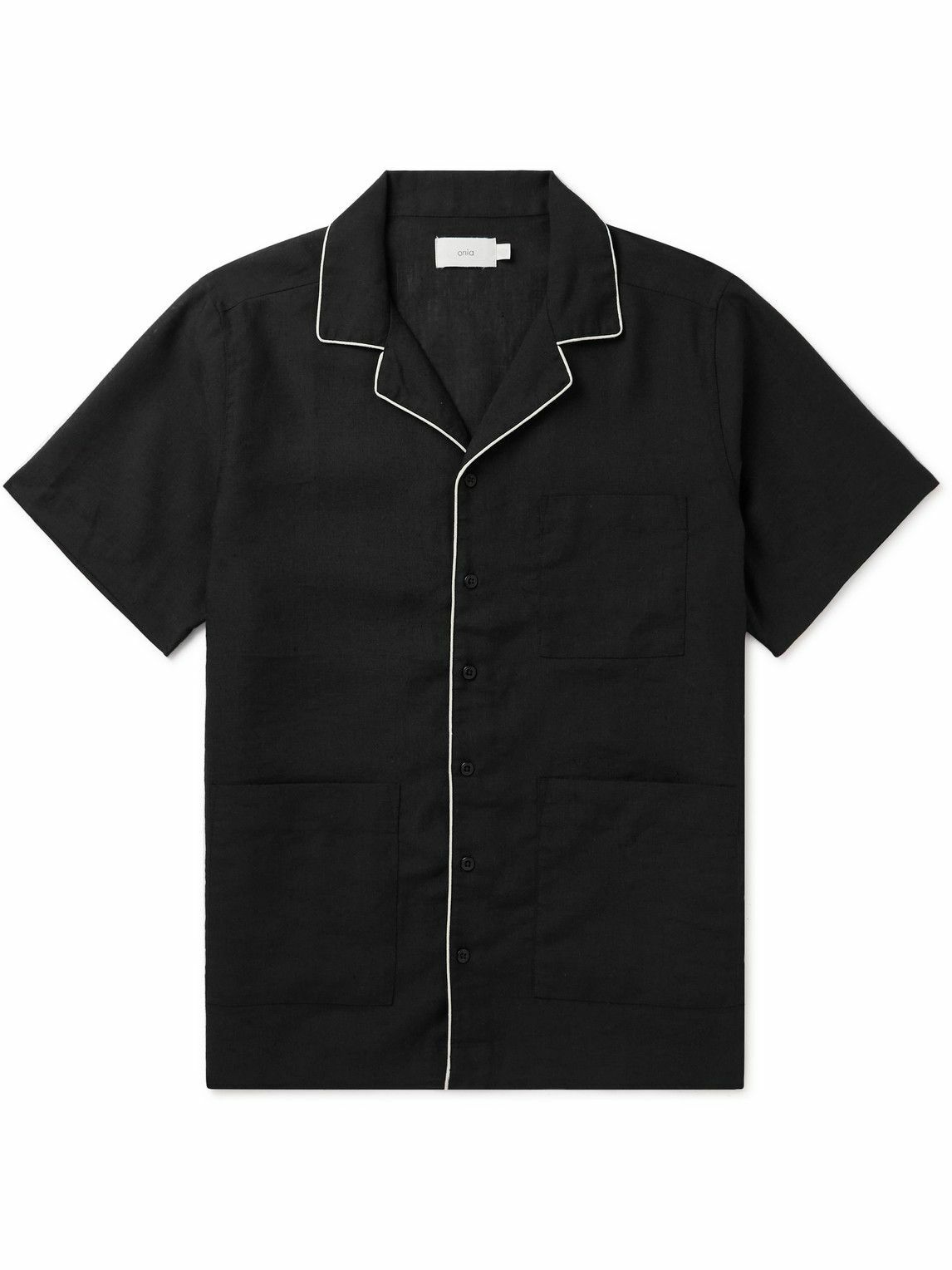 Onia - Camp-Collar Linen-Blend Shirt - Black Onia