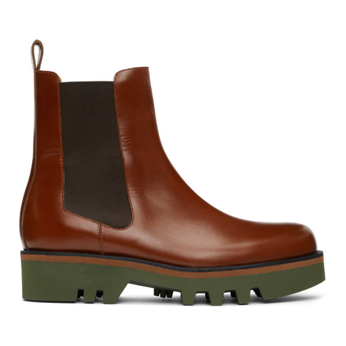 Dries Van Noten Tan Polished Chelsea Boots Dries Van Noten