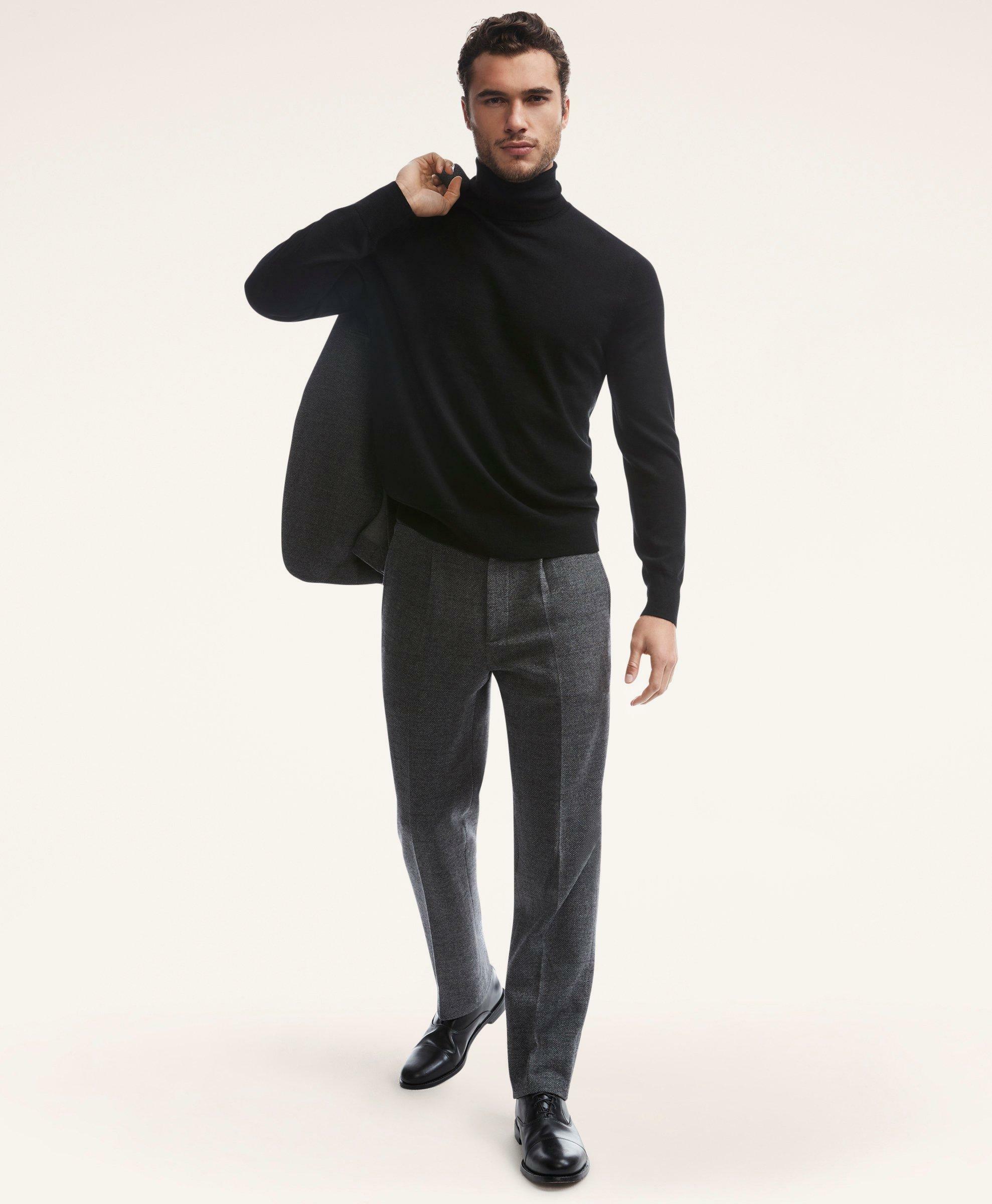 Brooks Brothers Men's Knit Herringbone Suit Trousers | Grey