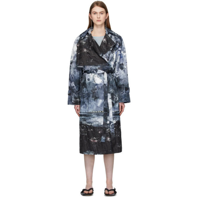 Acne Studios Blue Landscape Trench Coat Acne Studios